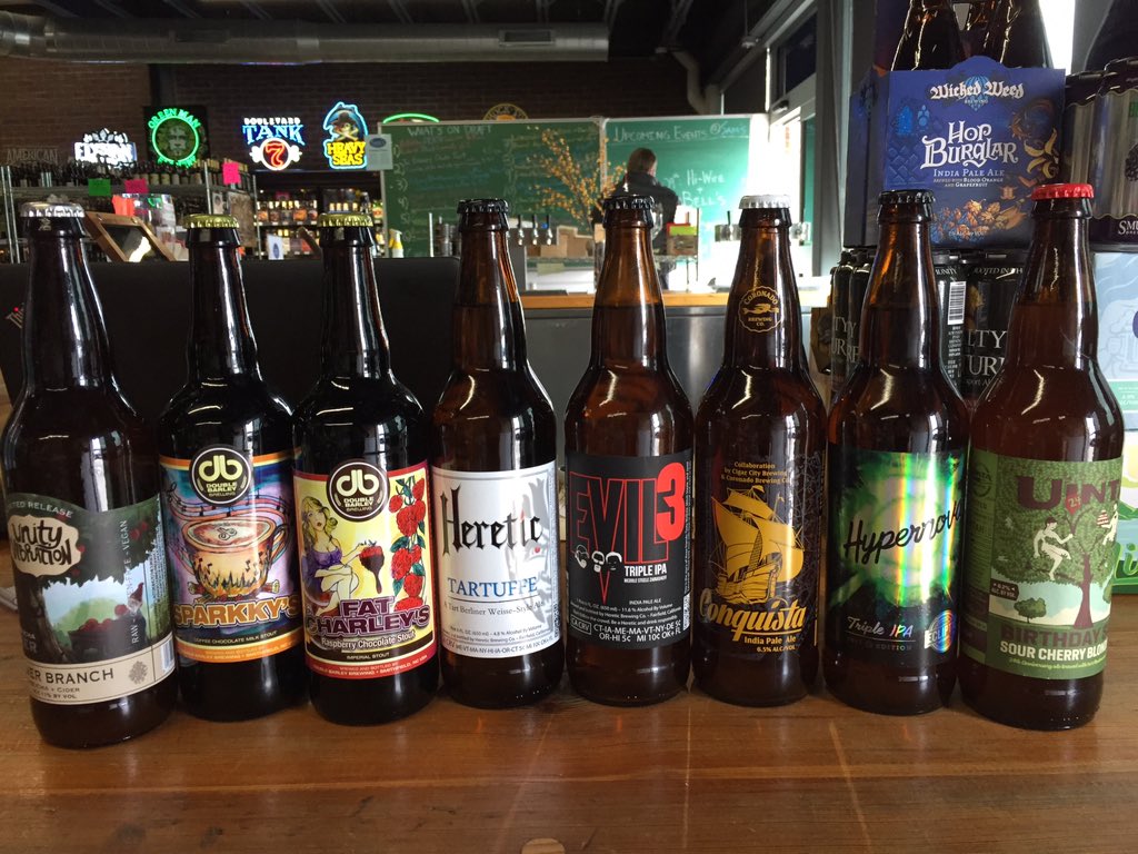SamsBottleShop's tweet photo. New beer, UNC and Duke basketball, and a tasting with @loneriderbeer &amp; @WhiteStreetBrew makes for a great Friday! https://t.co/mx9oyyplNx