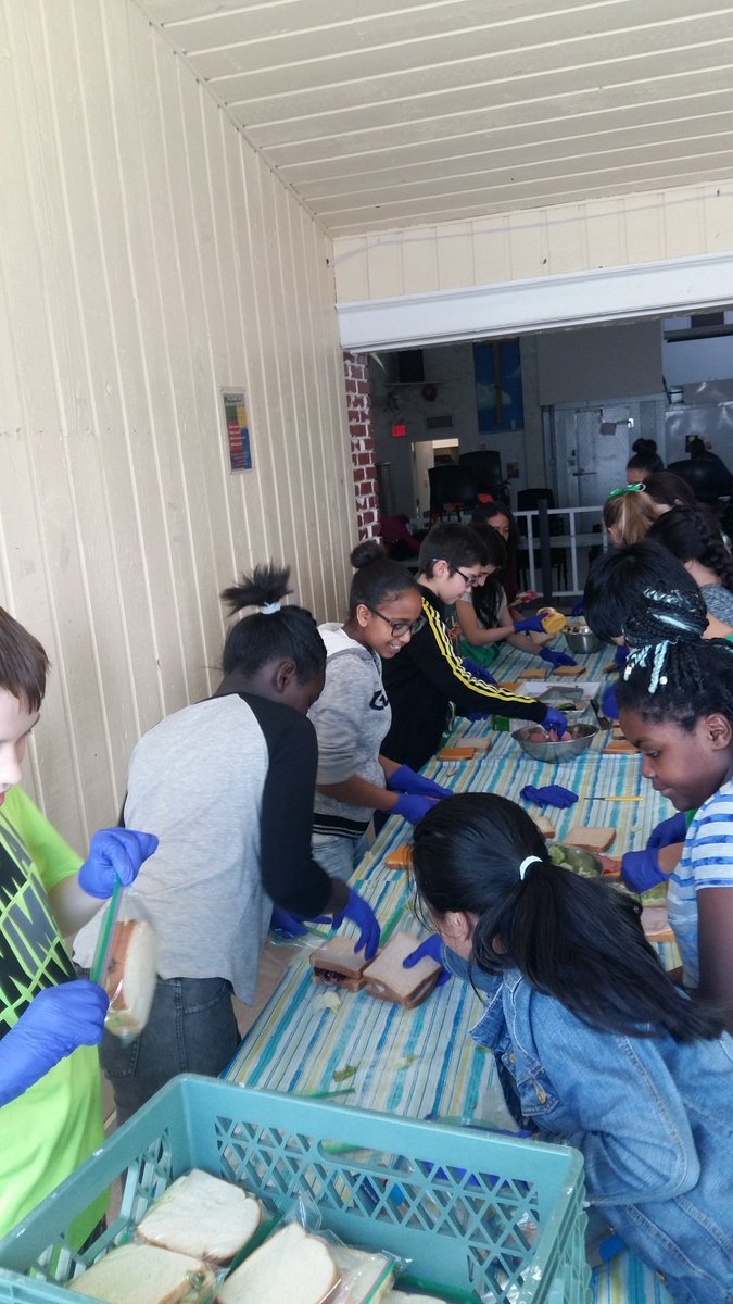 stepherski's tweet photo. Thanks @mustardseedyeg for the great afternoon of learning and helping! 105 sandwiches made with meat to spare. #SocialJustice #ecsdawesome https://t.co/fAKtZ3rI6p