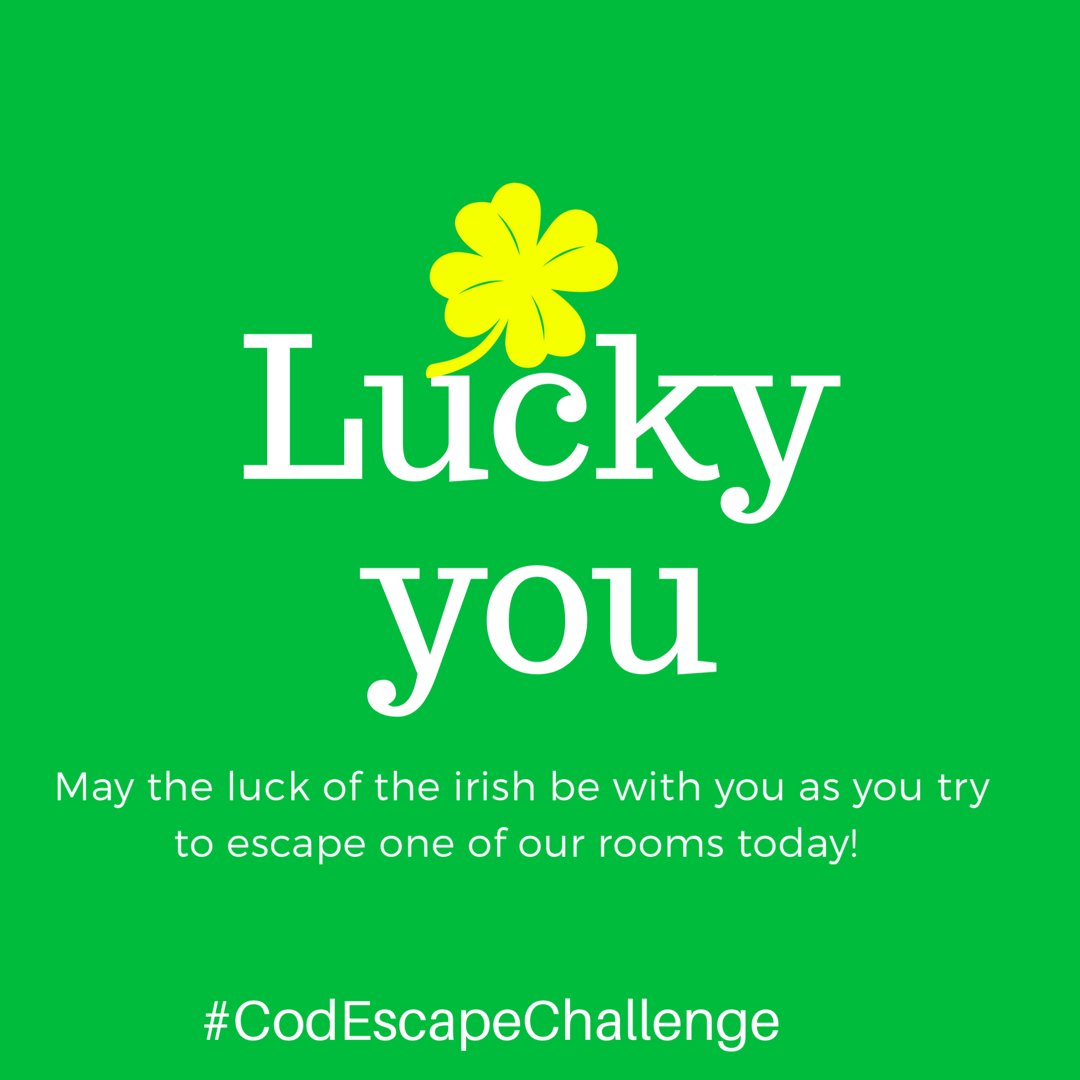 codescapegame's tweet photo. St. Patty's Day on a Friday? #Yesplease #Stpattysday #luckoftheIrish #CodescapeChallenge #EscapeRoomsCLT #greenbeerme https://t.co/7Cf8qta8Vg