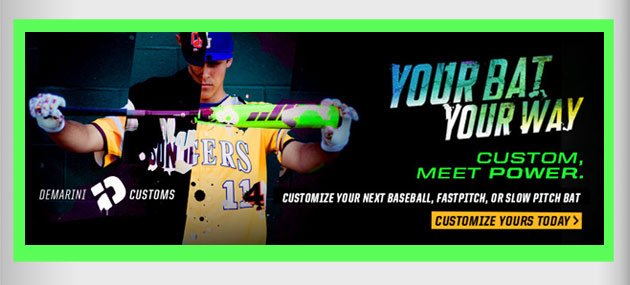 JustBats's tweet image. Lucky for you, @DeMarini's bat builder can turn your next bat green. Customize your way: bit.ly/2nzaTdh #JustBats #CustomBat