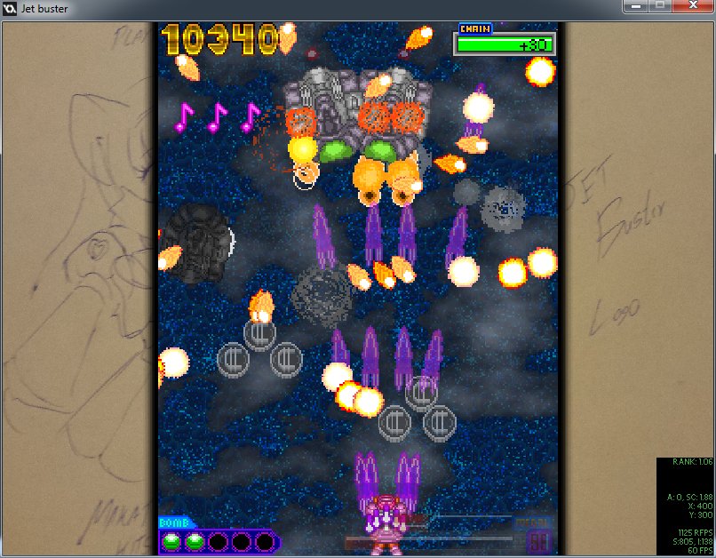 TeamGBSRFox's tweet photo. Working on visibility issues, also here's a test wallpaper for those who claimed I lied about wallpapers #gamedev #indiedev #jetbuster https://t.co/adgXqvjO7u