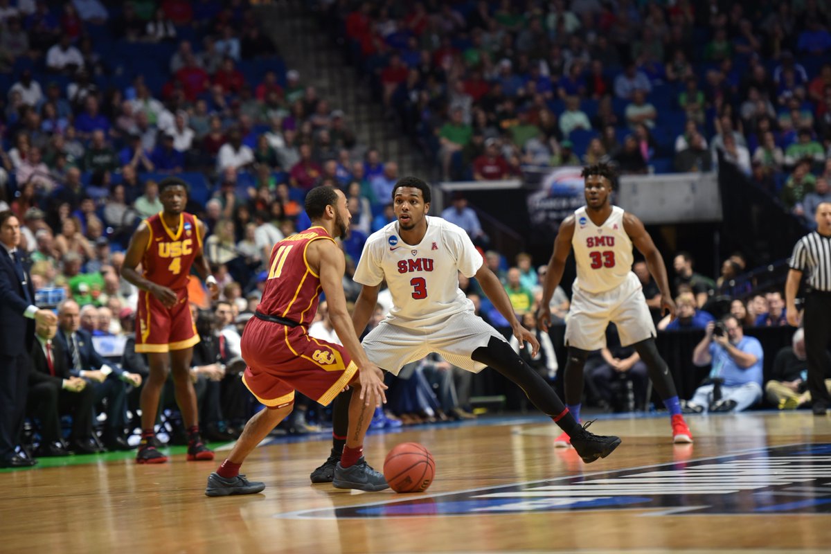 SMU's tweet photo. A heartbreaking loss, but a season to remember: Photos from SMU-USC, #MarchMadness, by Guy Rogers III. #MustangsMarchOn https://t.co/zjFN9CVazq