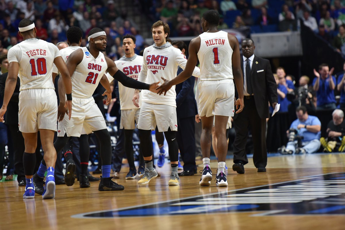SMU's tweet photo. A heartbreaking loss, but a season to remember: Photos from SMU-USC, #MarchMadness, by Guy Rogers III. #MustangsMarchOn https://t.co/zjFN9CVazq