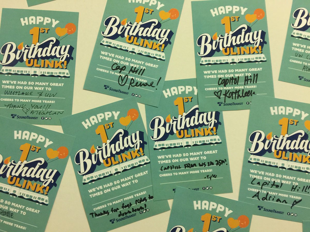 SoundTransit's tweet photo. Lots of Capitol Hill β€οΈ from the #ULink2016 π cards here at UW Station. Stop by here or Capitol Hill this afternoon as we π our first year! https://t.co/fEkCWvaQlX
