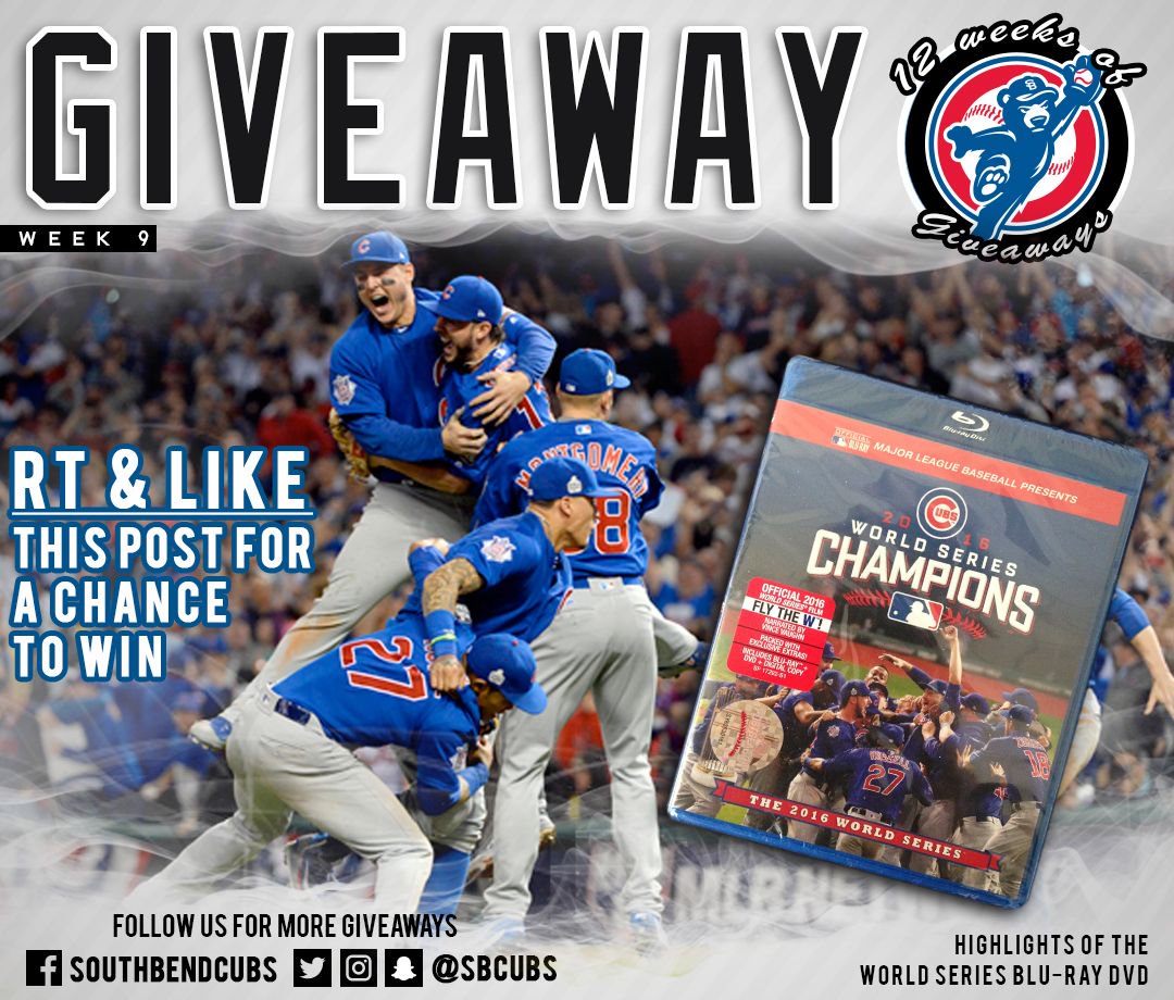 SBCubs's tweet image. #GIVEAWAY: RT &amp;amp; Like this post to be entered to win this Highlights of the World Series BLU-RAY DVD. *Winner to announced next week. #SBcubs