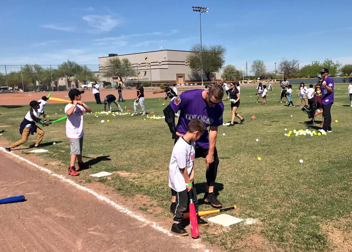 Rockies's tweet photo. Tom Murphy &amp; Chris Rusin participated in a @PlayBall clinic at Lehi Field in Mesa today! https://t.co/sHjNfIt60o