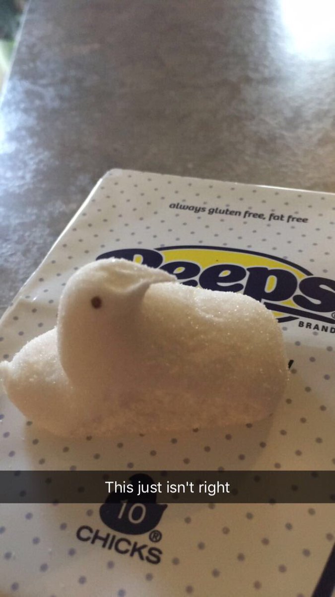 is_a_belle_'s tweet photo. Okay.. so Peeps. They're supposed to be colorful marshmallows right? Well.. I guess not. My childhood is over. https://t.co/03EimcmEim