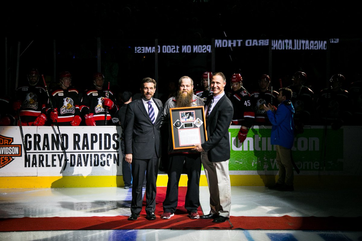griffinshockey's tweet photo. Congrats to our very own @BradDogg13 who worked his 1,500th game as the Griffins' Equipment Manager this past Sunday. Thank you, Dogg! https://t.co/RDGYZaGu5D