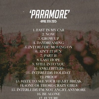 fIthreads's tweet image. Paramore - Paramore.