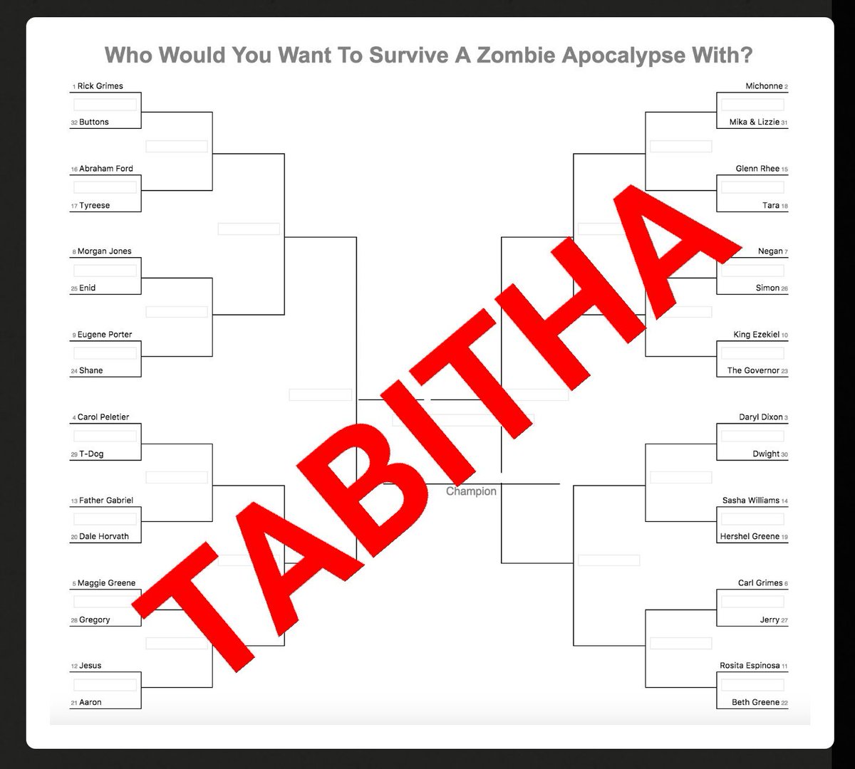 Fixed the #WalkingDead #marchmadness bracket