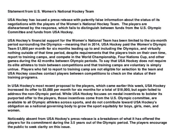 HilaryKnight's tweet image. Statement from USWNT #BeBoldForChange