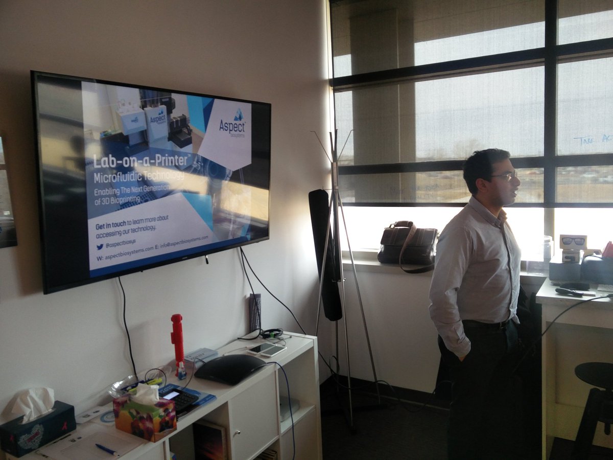 GVee50's tweet photo. Thank you Tamer - CEO @aspectbio for your inspiration and insight #UILO #uleth #innovation #yql #3Dprinters #tissuetech https://t.co/uZi3cq3WDl