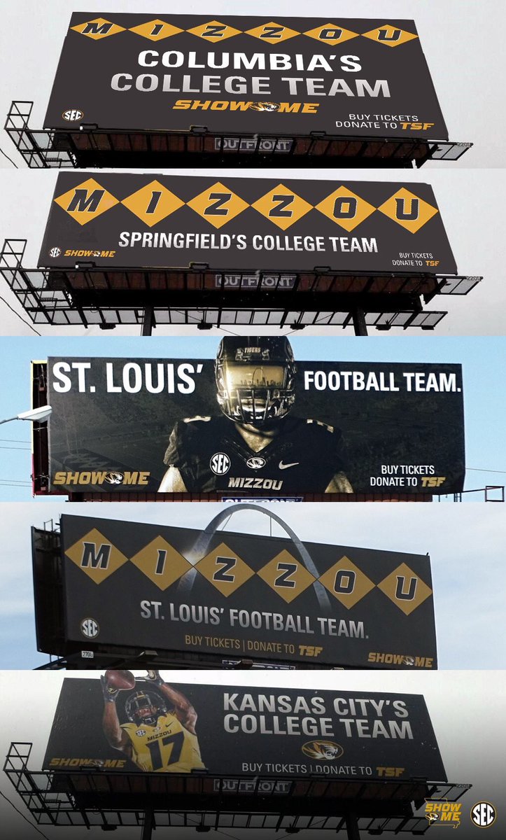MizzouLogo_'s tweet photo. Love this campaign from @MizzouFootball and @MizzouAthletics! Own the state and then rep it to the nation. #MIZ @Coach_Odom https://t.co/488BIy9zAu