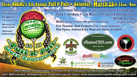 TexasNORML's tweet image. Online #puffnputt ticket sales 32nd at 10pm on 3/23/17

Event information - texasnorml.org/4th-willies-pu…