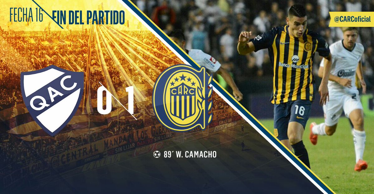 RosarioCentral's tweet photo. ¡GANÓ CENTRAAAAAAAAL! El Canalla venció 1-0 a Quilmes en condición de visitante. El gol auriazul lo marcó Washington Camacho de cabeza. https://t.co/rgFr07mBJ8