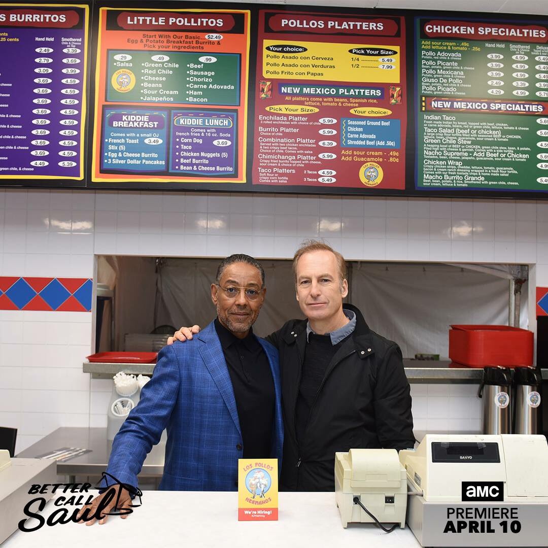 Mike_PiFF03's tweet photo. THERE IS A LOS POLLOS HERMANOS POPUP STAND #SXSW AND ZOMG GUS AND SAUL ARE THERE. #allcapsnecessary https://t.co/9EPqwGbLeJ