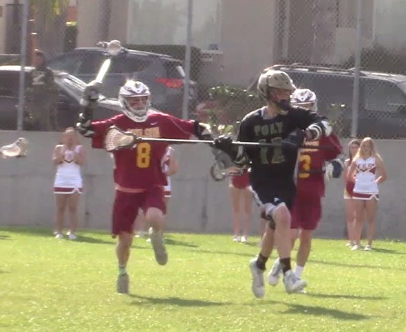 PolyLax's tweet photo. Great win today against Wilson! #12 M.R. Cuellar with the ground ball and clear. https://t.co/tCBaJA3j2B
