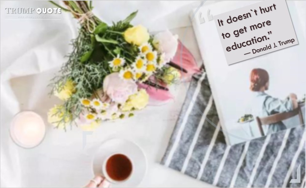 TrumpQuoteNet's tweet image. “It doesn`t hurt to get more education.” 
― Donald J. Trump