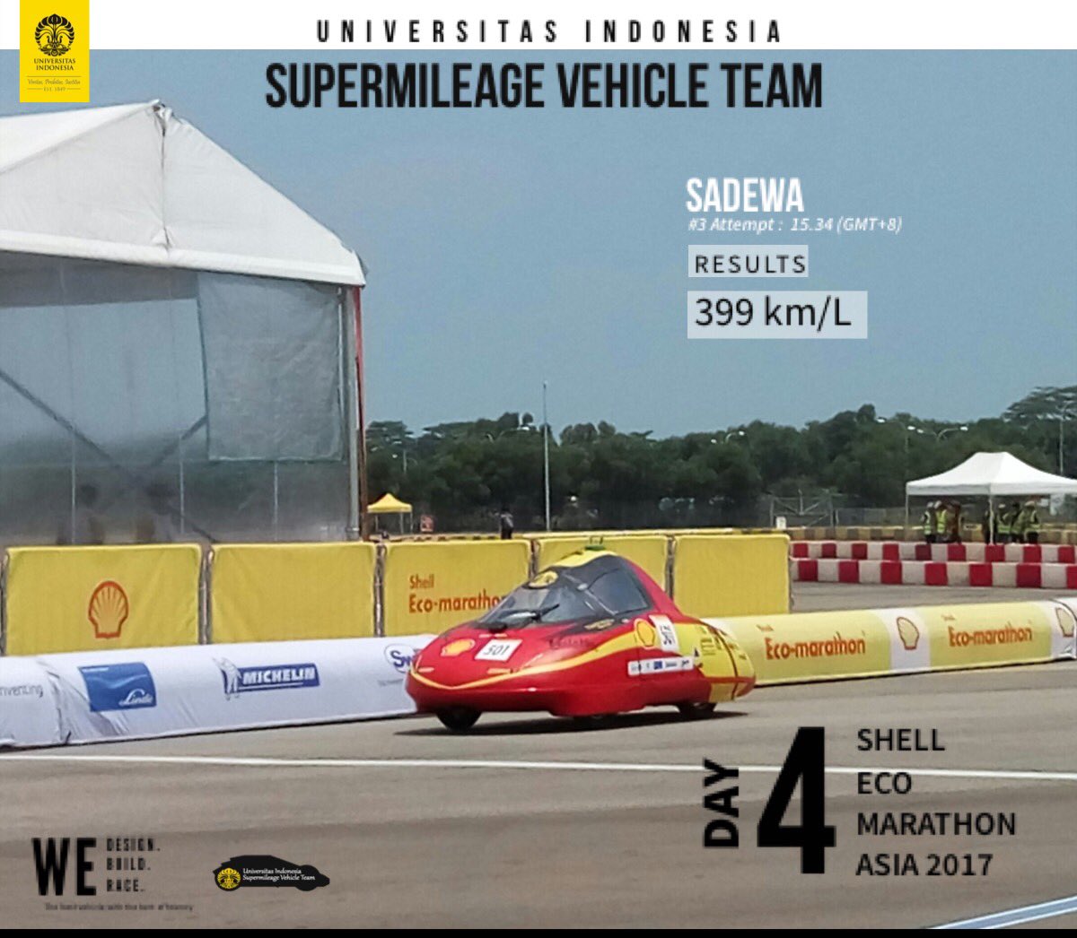 [DAY 4 SEMA 2017]
.
Bravo Sadewa Team! With 399 km/L we are still leading!
.
#Makethefuture #shellecomarathon