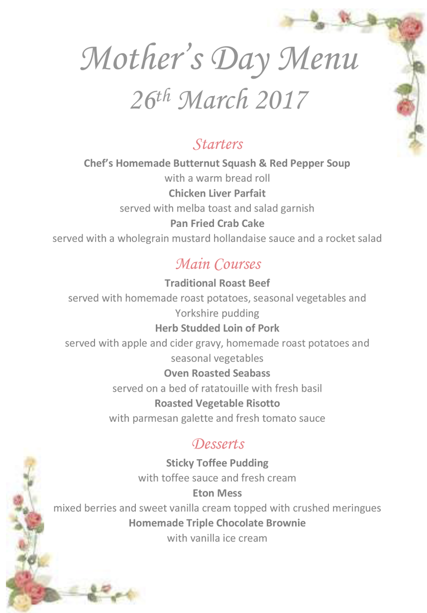 Mother's Day dinner including a 3 course meal, admission to Adventure Golf &amp; a glass of Prosecco for Mum! Limited availability! 01908 562566