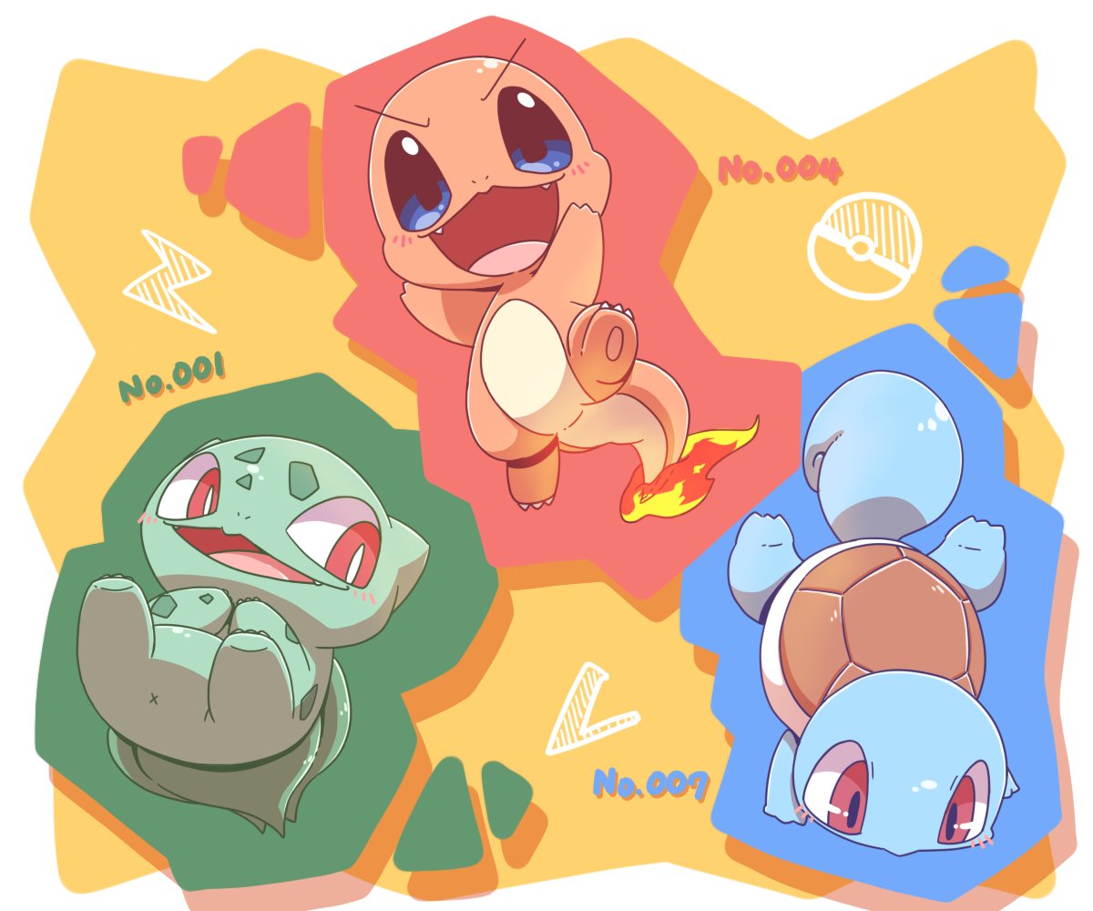 nyankamedon's tweet photo. お題箱から『ポケモン初代御三家が見てみたい！』
描いてみて気づくけど、初代はケモ度というかクリーチャー度が高い https://t.co/YhKtI4fjMN