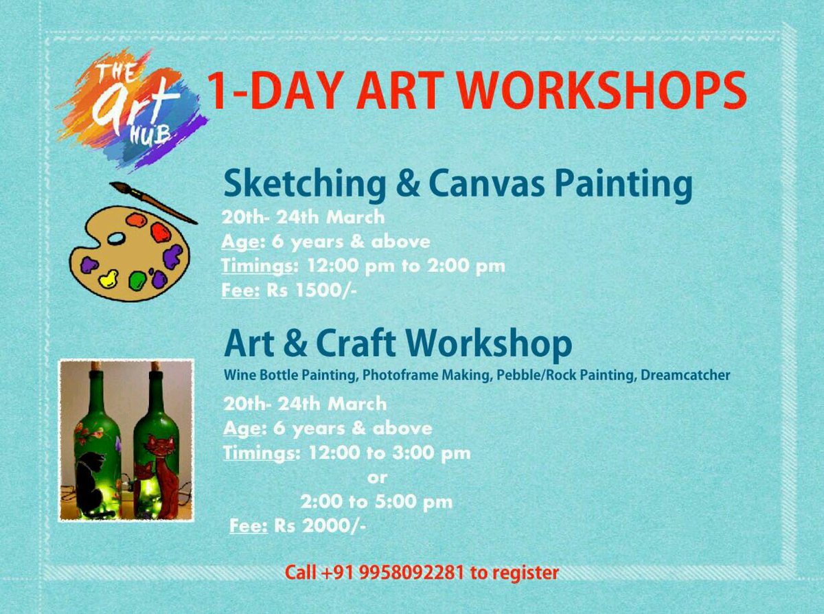 TheArtHub2's tweet photo. Tired and exhausted by the final exams lately? 
Enroll at #TheArtHub for creative workshops by professional artists! https://t.co/Oj4AtWDZes