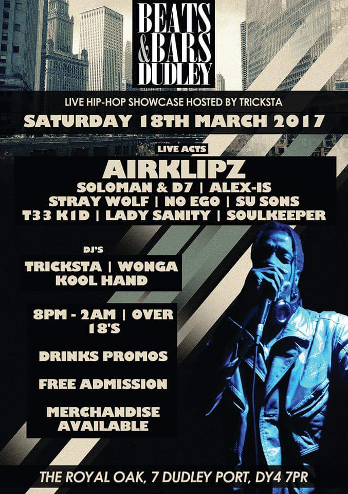 trademarkblud's tweet photo. Tonight's #BeatsAndBars #dudley #airklipz #Soloman&D7 #ALEX_iS #StrayWolf #NoEgo #suSons #t33k1d #Ladysanity #SOULKEEPER #hiphop #westmids https://t.co/cv8tQJi4sH