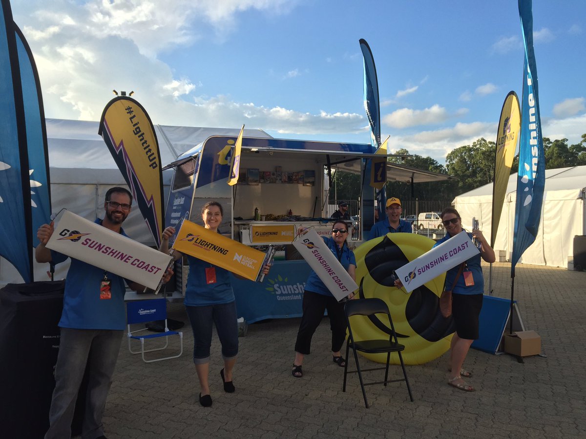 VisitSCcorp's tweet photo. Promoting #visitsunshinecoast @sc_lightning Qld vs Vic double header https://t.co/kwhXwsNwVM