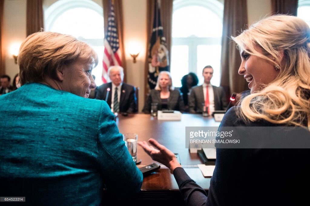 andyfeelsu's tweet photo. I hope #TracyUllman does a sketch about this #angelamerkel #IvankaTrump #awkwardmeeting @HBO https://t.co/U6lbP7uzjS