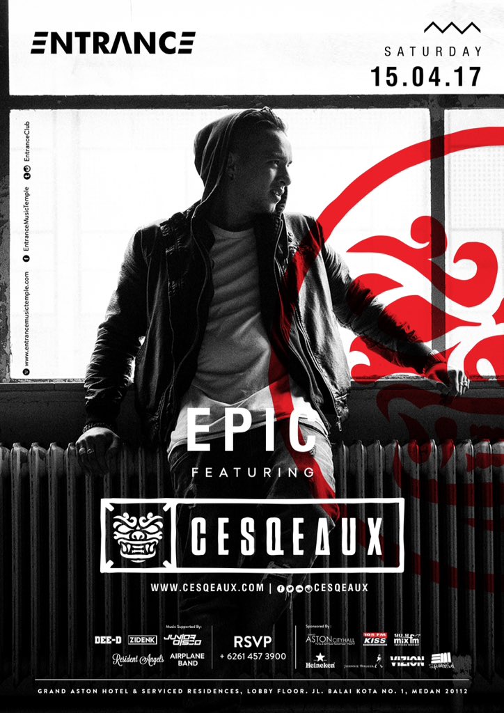 Saturday 15.04.2017 "EPIC" feat. <a href="/CESQEAUX/">CESQEAUX</a> . RSVP : 0614573900 <a href="/105kissfmmedan/">105 KISS FM MEDAN</a>