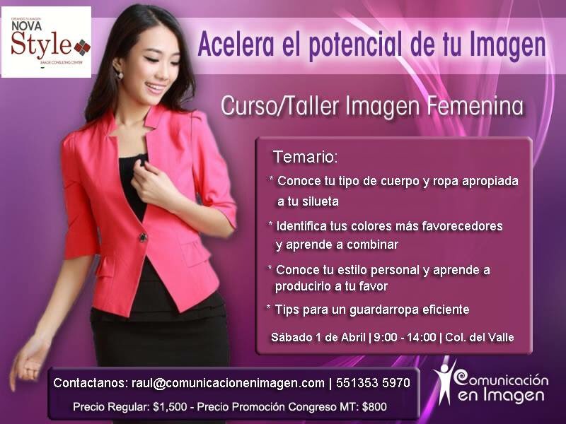 Te invito a mi próximo Taller de Imagen femenina. Precio promoción especial.