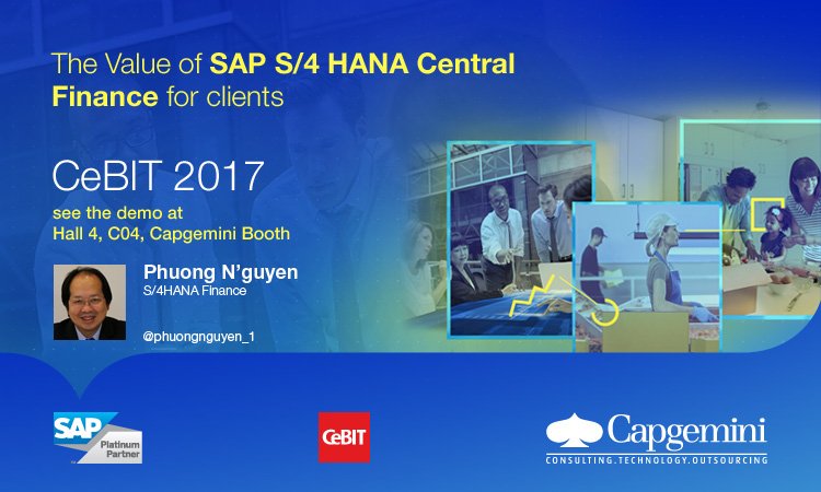 phuongnguyen_1's tweet photo. Get to know how SAP S/4 HANA Central Finance solution replicates financial documents in real-time with KPI's. #CeBIT https://t.co/lhZw8MAunj https://t.co/JS06SIjijU