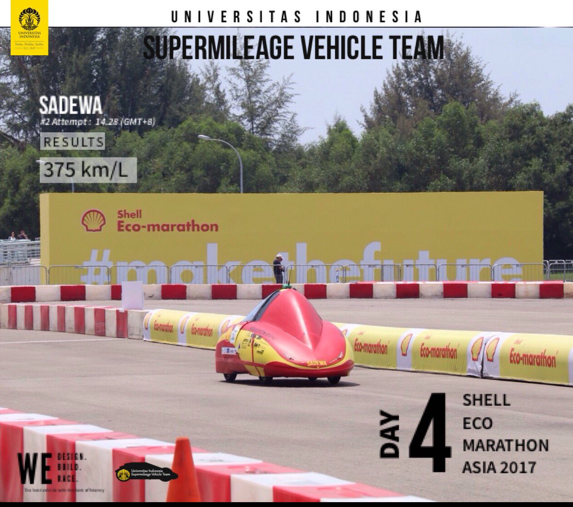 [DAY 4 SEMA 2017]

Our best result yet! With 375 km/L we are leading right now!

#Makethefuture #shellecomarathon