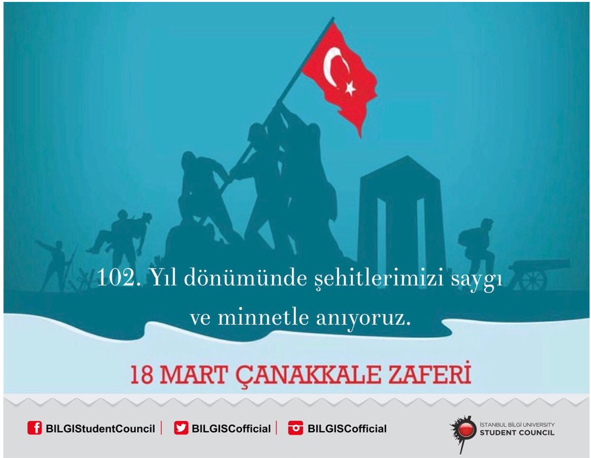 18 Mart Çanakkale Zaferi'nin 102. Yılında tüm şehitlerimizi saygıyla anıyoruz.