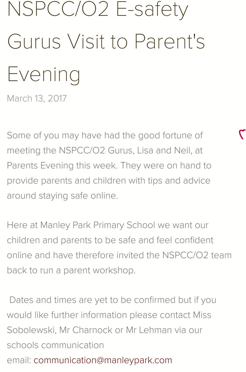 Lovely summary of the evening <a href="/mppsch/">Manley Park Primary</a> when our gurus <a href="/Guru_Lisa_A/">o2 Guru Lisa</a>. &amp; <a href="/guruneilmrketst/">Guru neil</a> attended #o2manchester #NSPCC #OnLineSafety