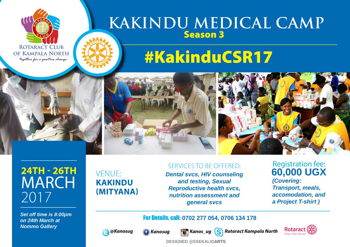 kanosug's tweet photo. It's Just 6 Days to long awaited #KakinduCSR17 Medical Camp.Join us as we celebrate #WorldRotaractWeek https://t.co/tH1bmI0bit