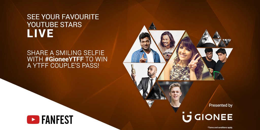 GioneeIndia's tweet photo. Your smile can win you couple passes to #GioneeYTFF. Share your smiling selfie to join #SmileSquad https://t.co/fO4PSAkToP https://t.co/cZkq5vHYPd