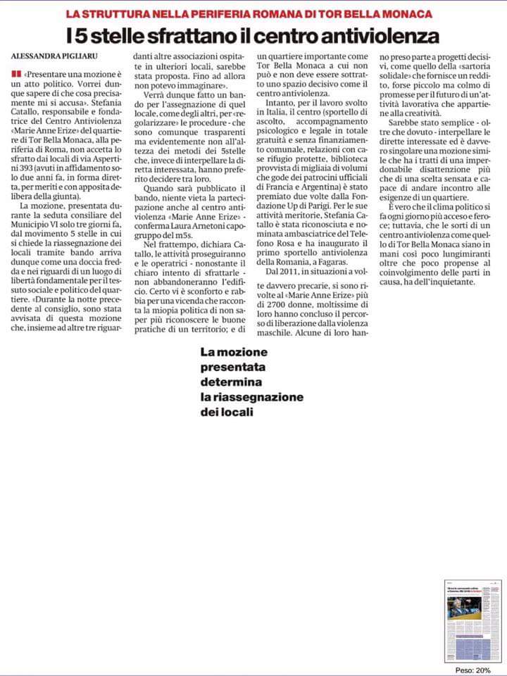 laura_coccia's tweet photo. Ieri #Filippide e @USACLI, oggi lo sfratto del centro antiviolenza di Tor Bella Monaca. @Mov5Stelle abbandona le periferie e chi ha bisogno https://t.co/p7szpmz0nD