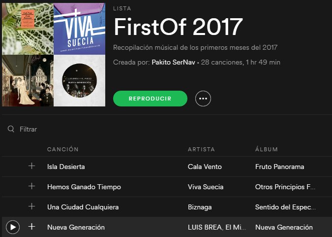 pakitoserrano's tweet image. #Música #FelizSabado #Firstof2017 mi nueva #Lista con @LosPlanetasGr @lospunsetes @LEONBENAVENTE y muchos más open.spotify.com/user/pajarraco…