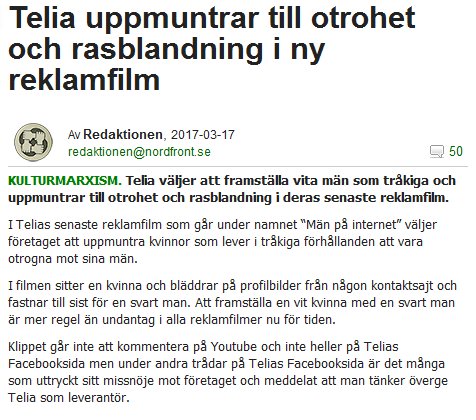 Nivodius's tweet photo. #Telia uppmuntrar till otrohet och rasblandning i ny reklamfilm https://t.co/A95nRWA6Tp #kollektivavtaletsdag #migpol #svpol #opinionlive https://t.co/t5cZO4AnEa