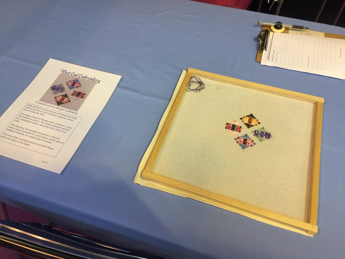 thecraftshows's tweet photo. Come join West End Embroidery &amp; take part in their counted canvas design workshop! Don't miss out! #StitchSewHobby https://t.co/j78hKBPaGq