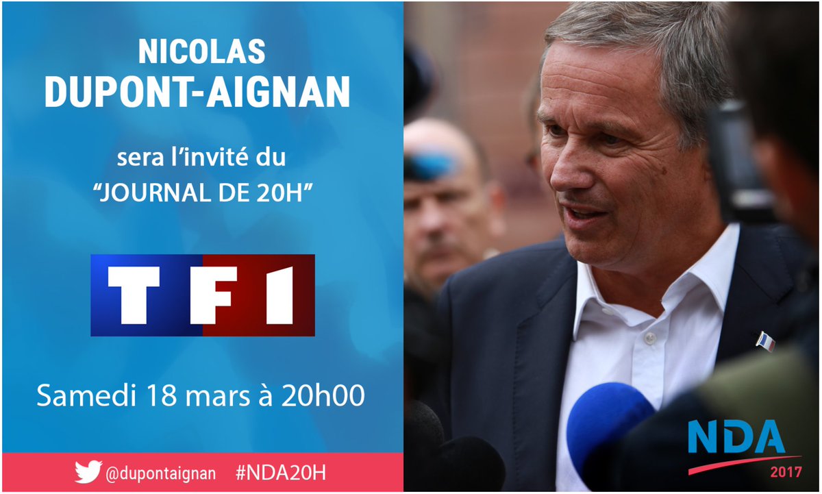 pierrejarrige73's tweet photo. DEBOUT LA FRANCE - 18 mars 2017 à 20h00
Nicolas Dupont-Aignan sur TF1 @dupontaignan
#NDA20H
#NDA2017
#LeRecoursCestNDA
#DLFBUZZ
#NDACTU https://t.co/o8PcYJ0sWN