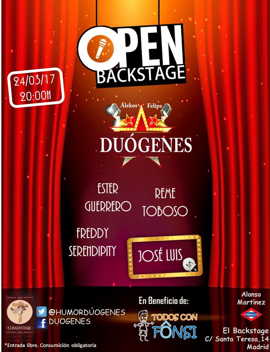 HumorDuogenes's tweet photo. El monologo de marzo ya tiene día y hora! Y lo más importante...cómicos! 👏🏼🎤🎭#OpenBackstage #MuchasRisas https://t.co/zkcomIa2nP