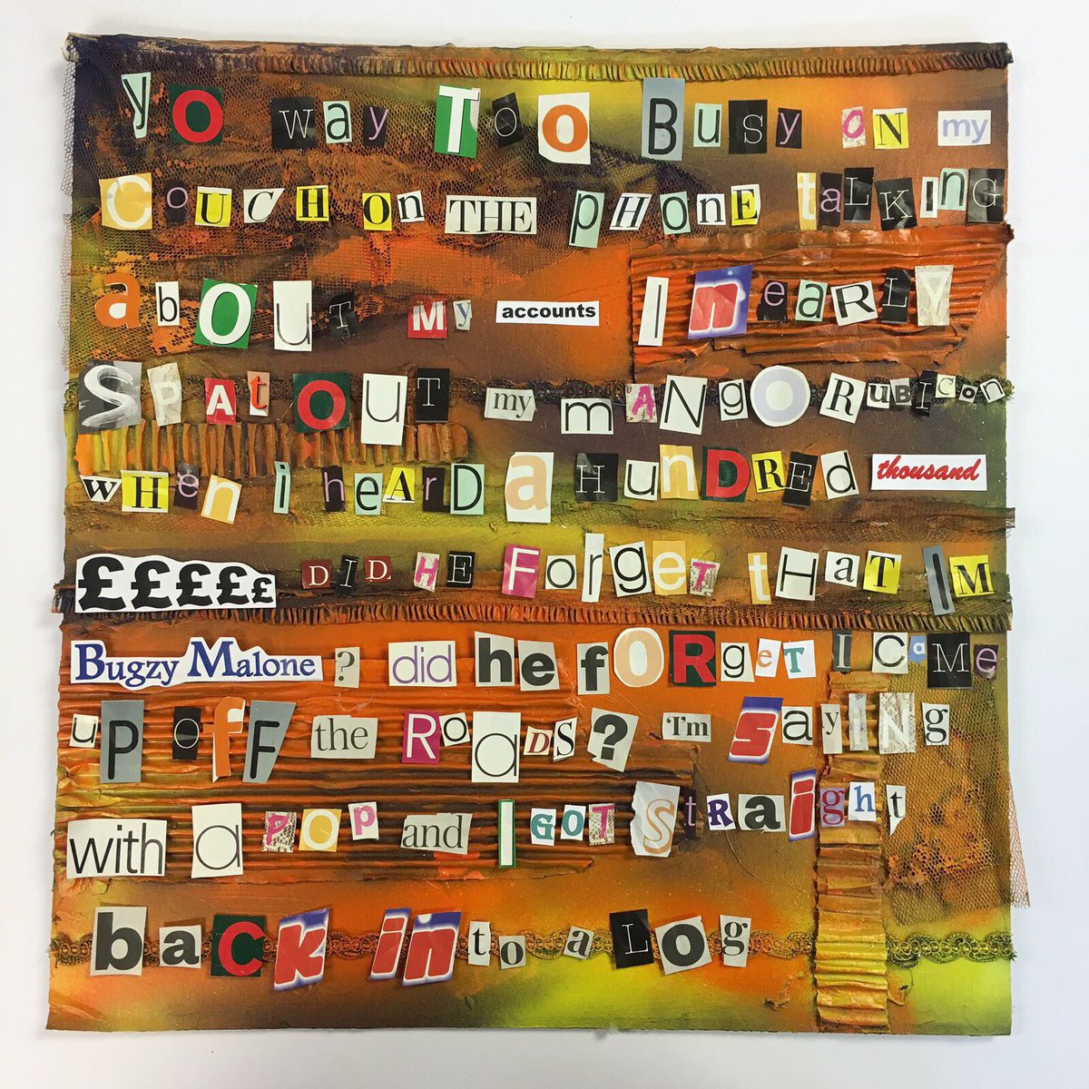 SamBP2's tweet image. GCSE Art &amp;amp; Design yr10 work, inspired by @borbay #aqa #gcseart #collage #wordsinart @voyagelearning checkout Instagram @student_artwork_vlc