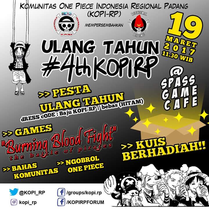 KOPI_RP's tweet photo. Besok nih!! Maap yg di twitter baru di-share skrg.. Hehe..
Kuy dtg..
#ultahKOPIRP #4thKOPIRP
-Gaimon https://t.co/BjadGpyCxP