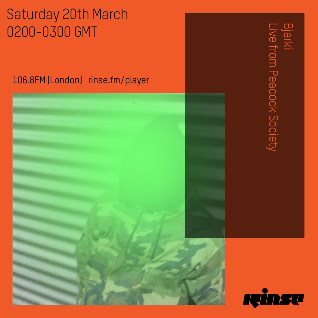 Coming up at 2AM its #Bjarki keep it #RinseFM 106.8FM Rinse.FM/Player