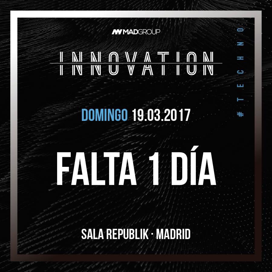 Mañana #innovation #Madrid <a href="/SalaRepublik/">sala republikd</a> <a href="/Freeman_Spain/">Freeman</a> <a href="/albertsantanadj/">Alberto Santana</a> <a href="/raulparratechno/">RAUL PARRA</a> <a href="/Oskitronic_olic/">olic sound collectiv</a>