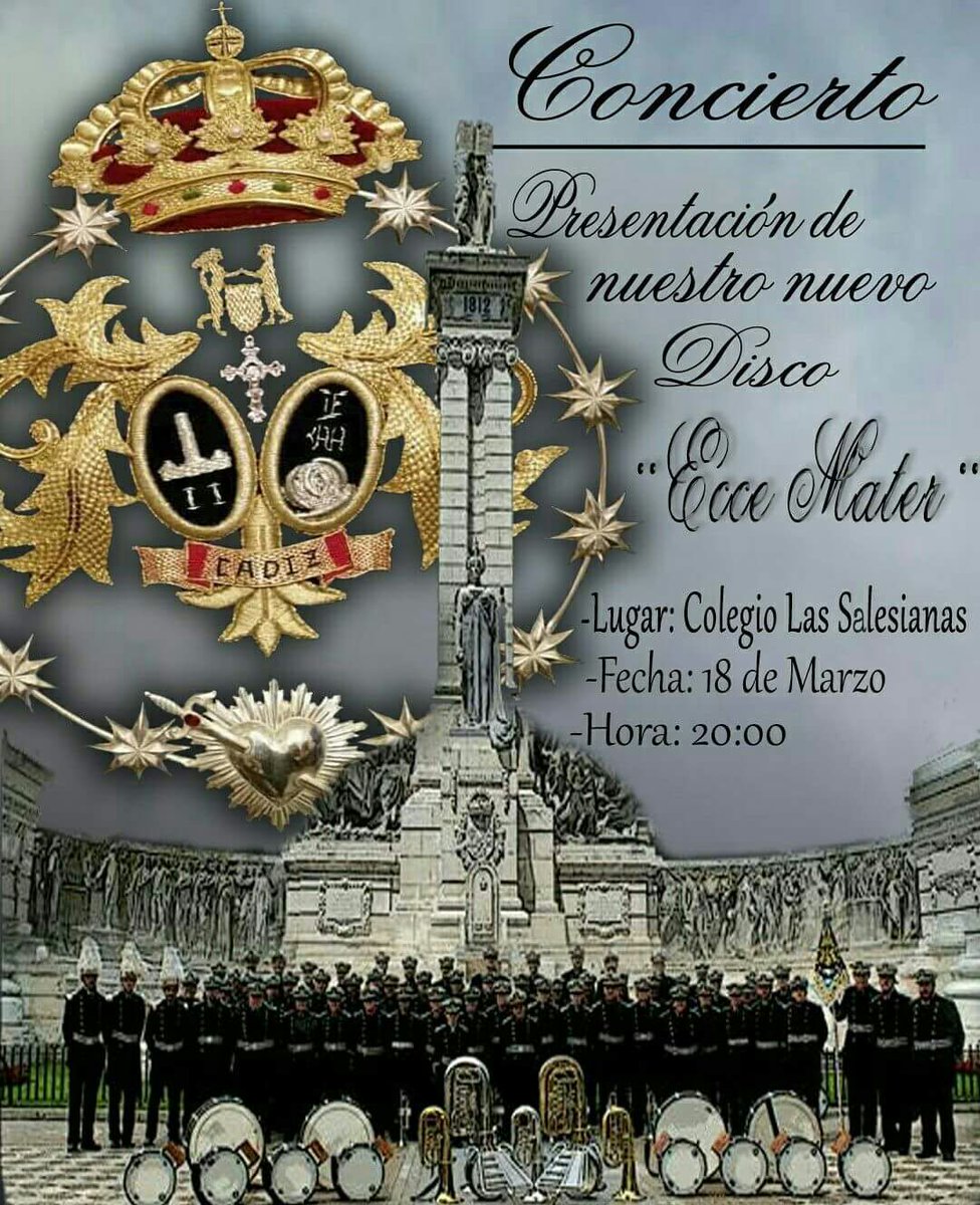 CofradeGaditano's tweet photo. La Agrupación Musical @EcceMaterCadiz presenta hoy su nuevo disco en Las Salesianas. #CuaresmaCádiz17 https://t.co/z2wxVSg1Gx