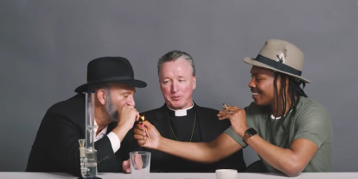 HuffPost's tweet photo. Watch a priest, rabbi and atheist smoke weed and talk religion https://t.co/SiKb00yHJp https://t.co/lArgg6hGT7