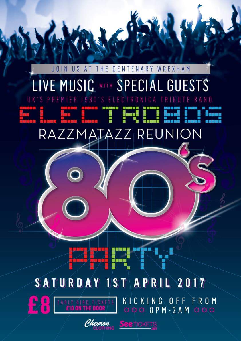 Marc_Lee1's tweet photo. Electro80s are playing live @Centenary_Club #wrexham on the 1st of April. Tickets only £8.00 contact me for info. #northwales #wxm ❤ https://t.co/Zc8Zxofpj9